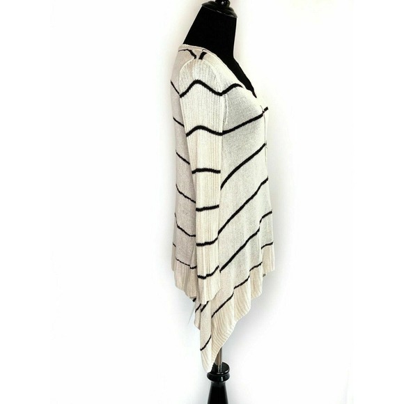 Pink Republic Asymmetrical Hem Striped V Neck Tunic Sweater Small - Picture 10 of 11